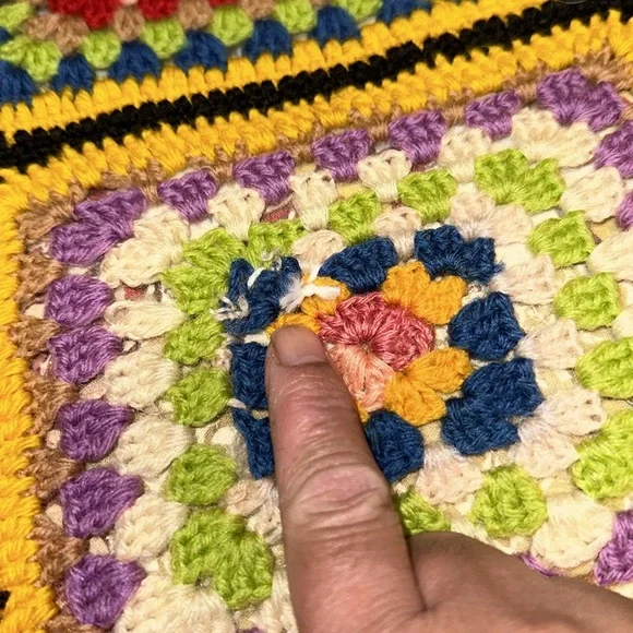 Handmade Knit MultiColor Afghan
